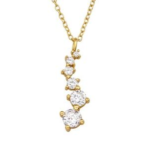 18K Gold Plated Sterling Silver CZ Drop Necklace – Graduated Sparkle Pendant